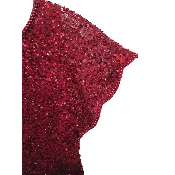 Adriana Papell Beaded Sequin Midi Dress Sz 0 Petite Holiday Christmas New Year's - Picture 10 of 16